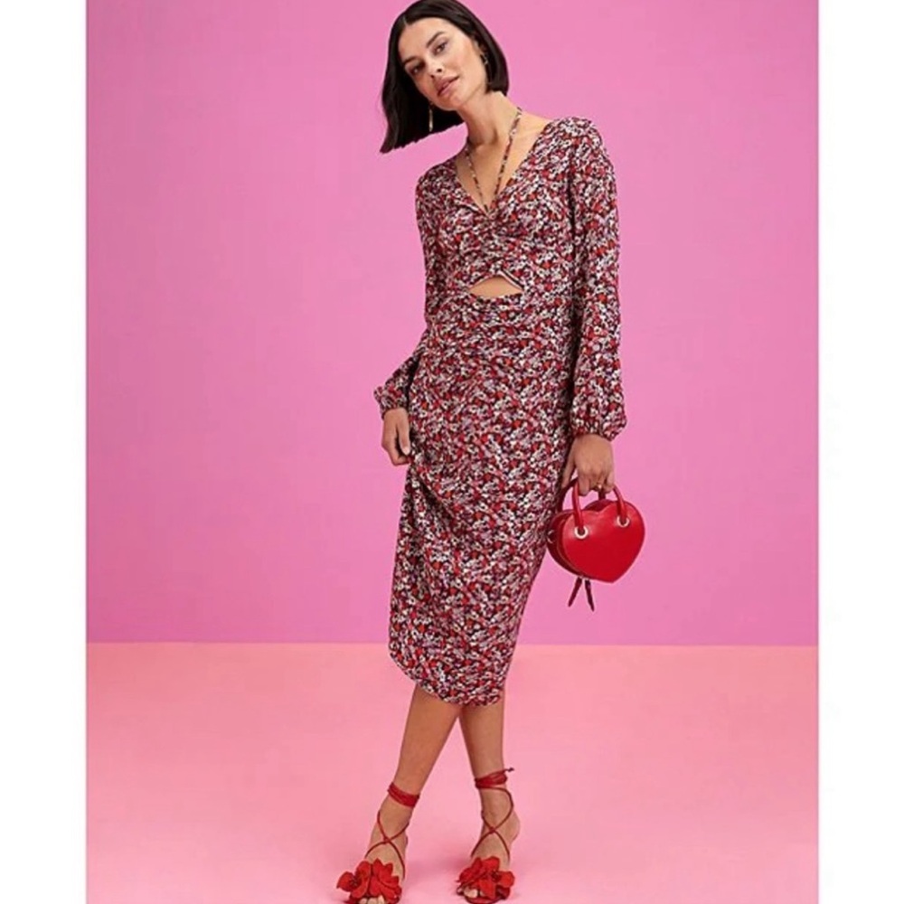 Sanctuary front ruching top floral printed midi dress!